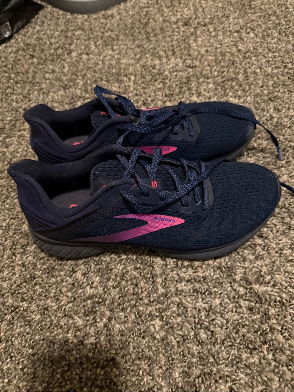 Brooks Women's Navy Running Shoes with Pink Highlights